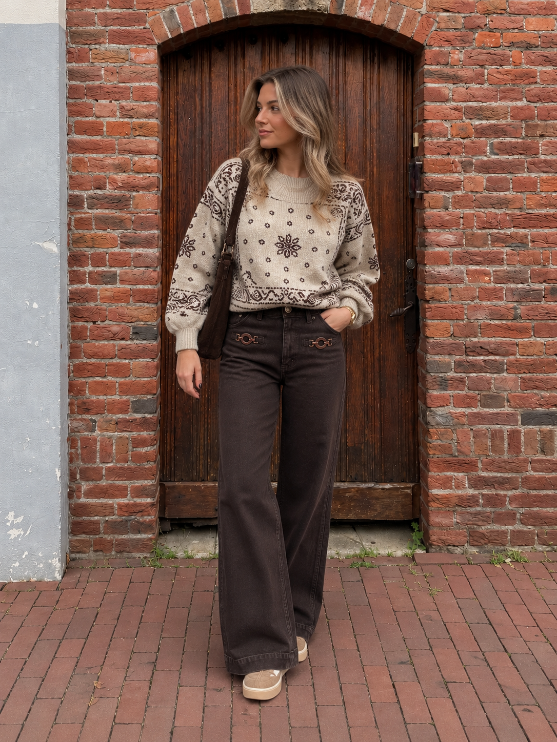 Trui - Paisley print beige 