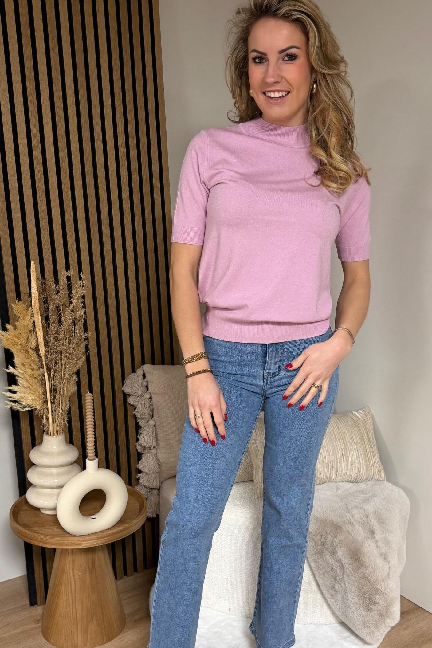 Turtle Neck - Boukje Pink  Met Glitter 