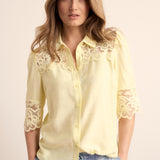 Tramontana - Blouse lace details Celery