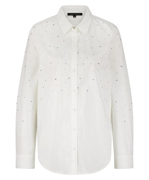 Tramontana - Long Poplin Blouse Rhinestones
