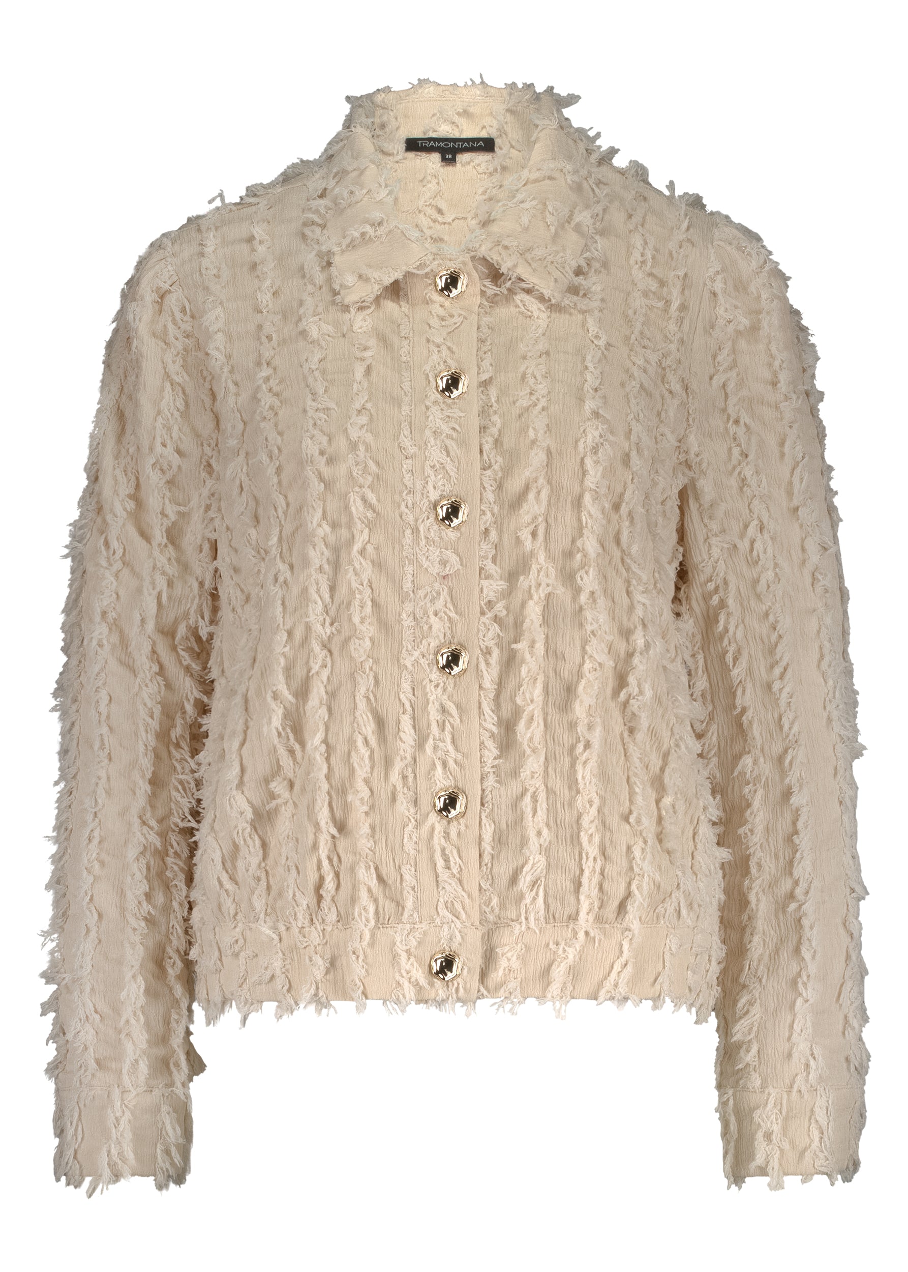 Tramontana - Fancy Frilled Jacket Stone Melange