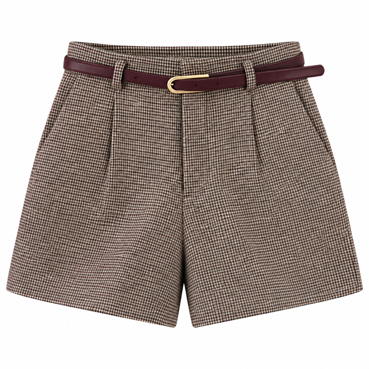 Korte short - Ruit Lulu met riem 