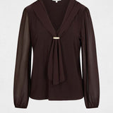Morgan - Blouse top met Strik Bruin
