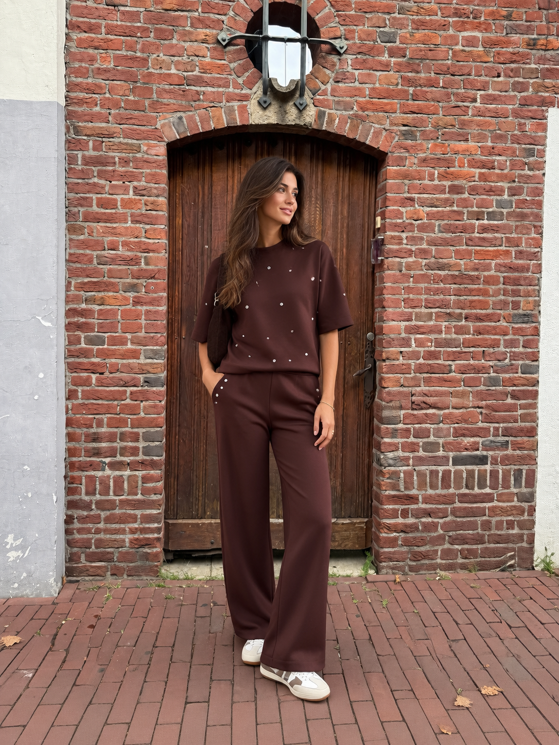 Tramontana - Short sleeve sweater chocolade bruin 