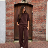 Tramontana - Short sleeve sweater chocolade bruin 