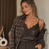 Top - Luxury PU top Kant Bruin