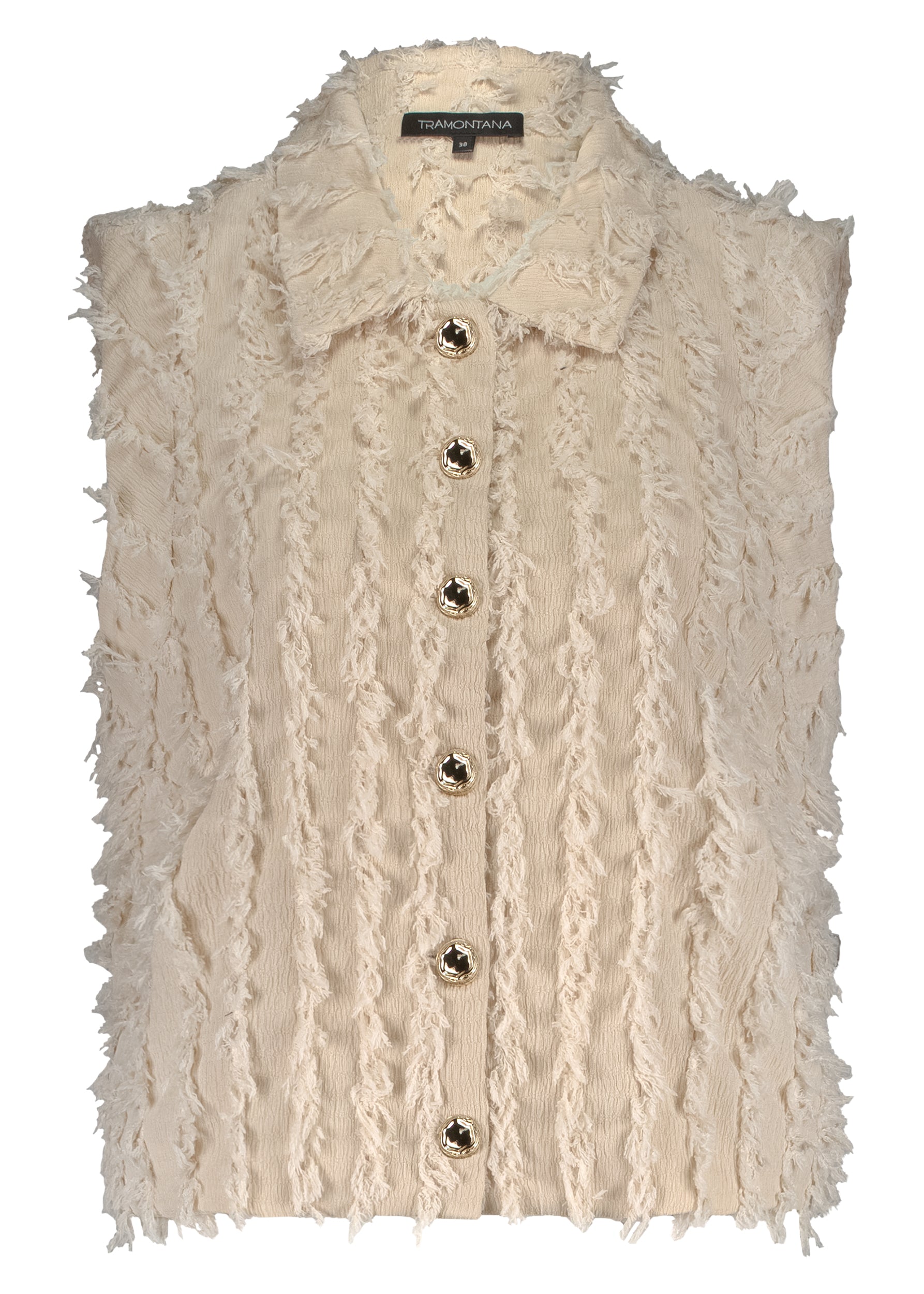 Tramontana - Fancy Frilled Vest Stone Melange