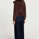 Morgan -  Vest met fluffy kraag Bruin