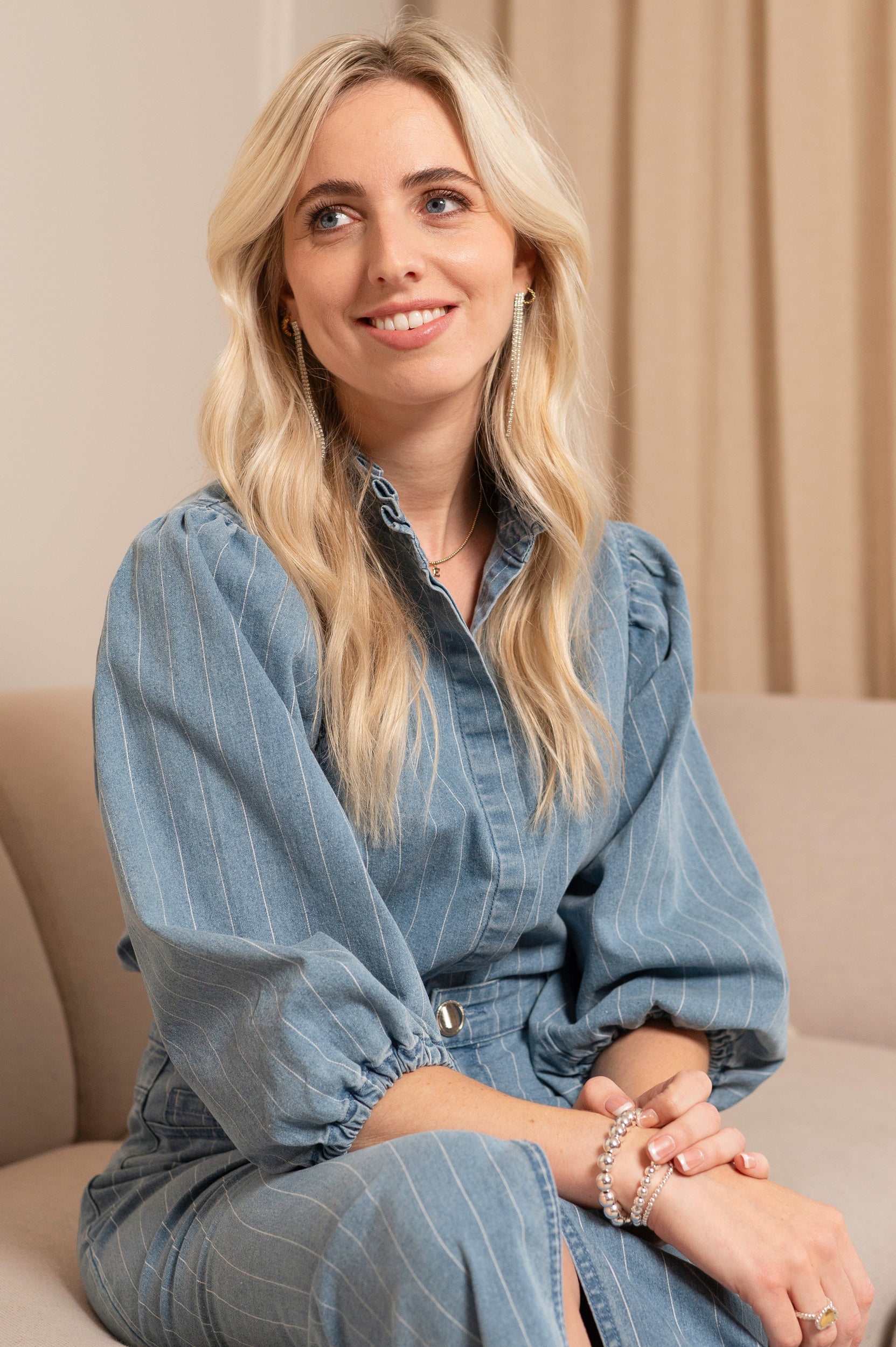 Tramontana - Pinstripe Denim Blouse