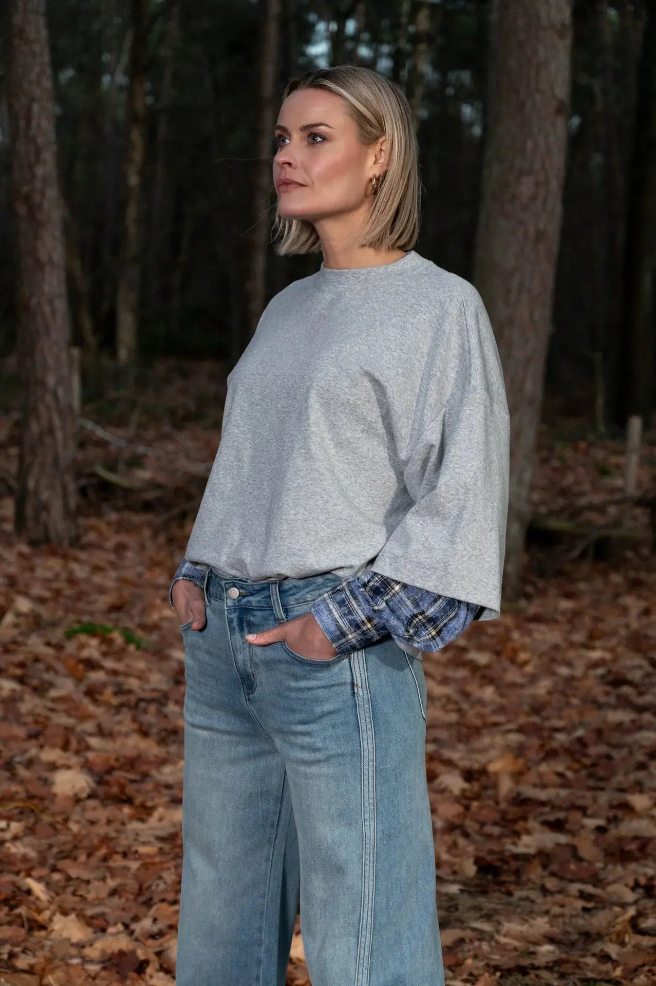 Maicazz - Vocus grijze sweater met blouse mouwen