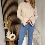 Vest - Beige Met parelknoopjes