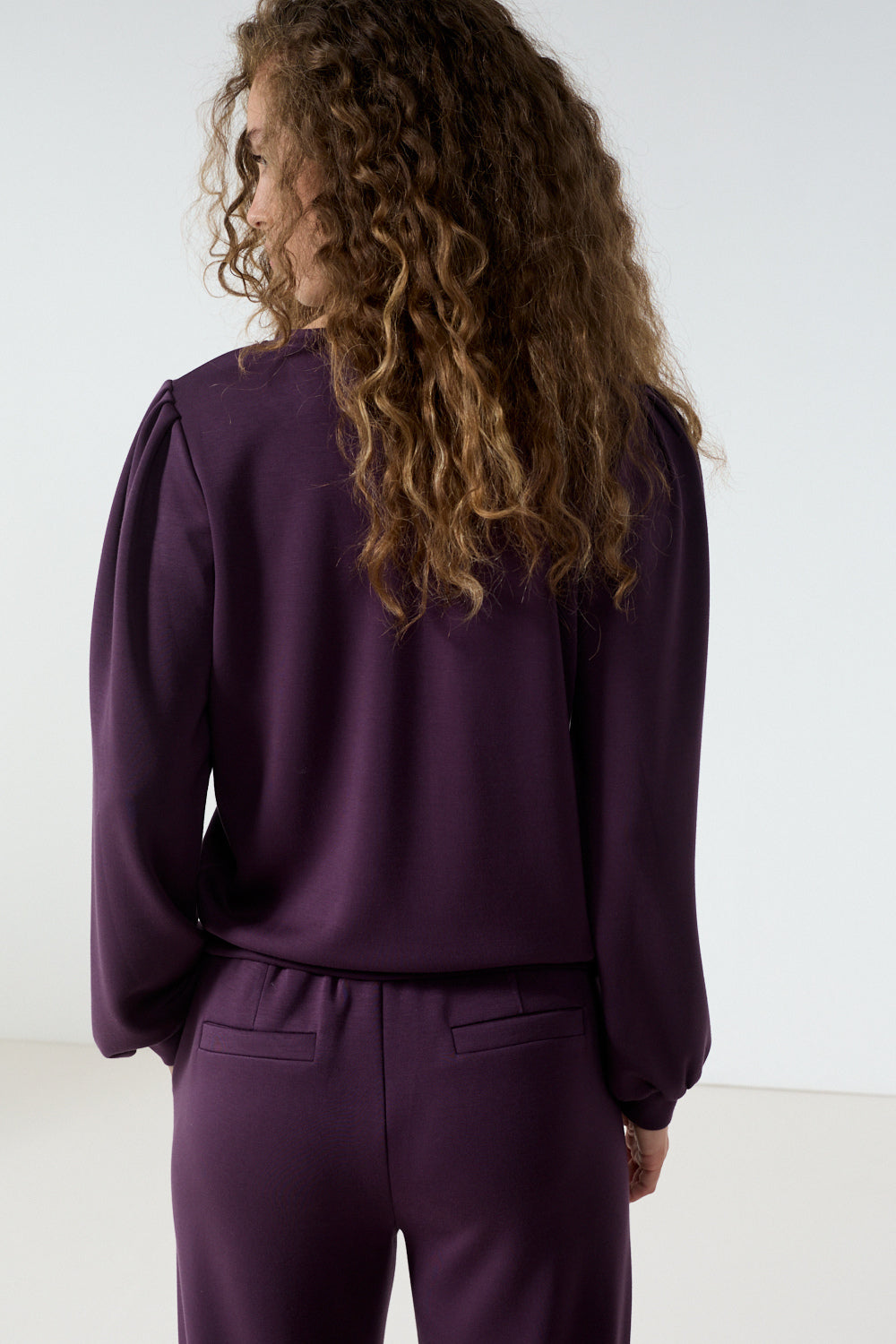 Tramontana - Sweater V hals met kant - Aubergine