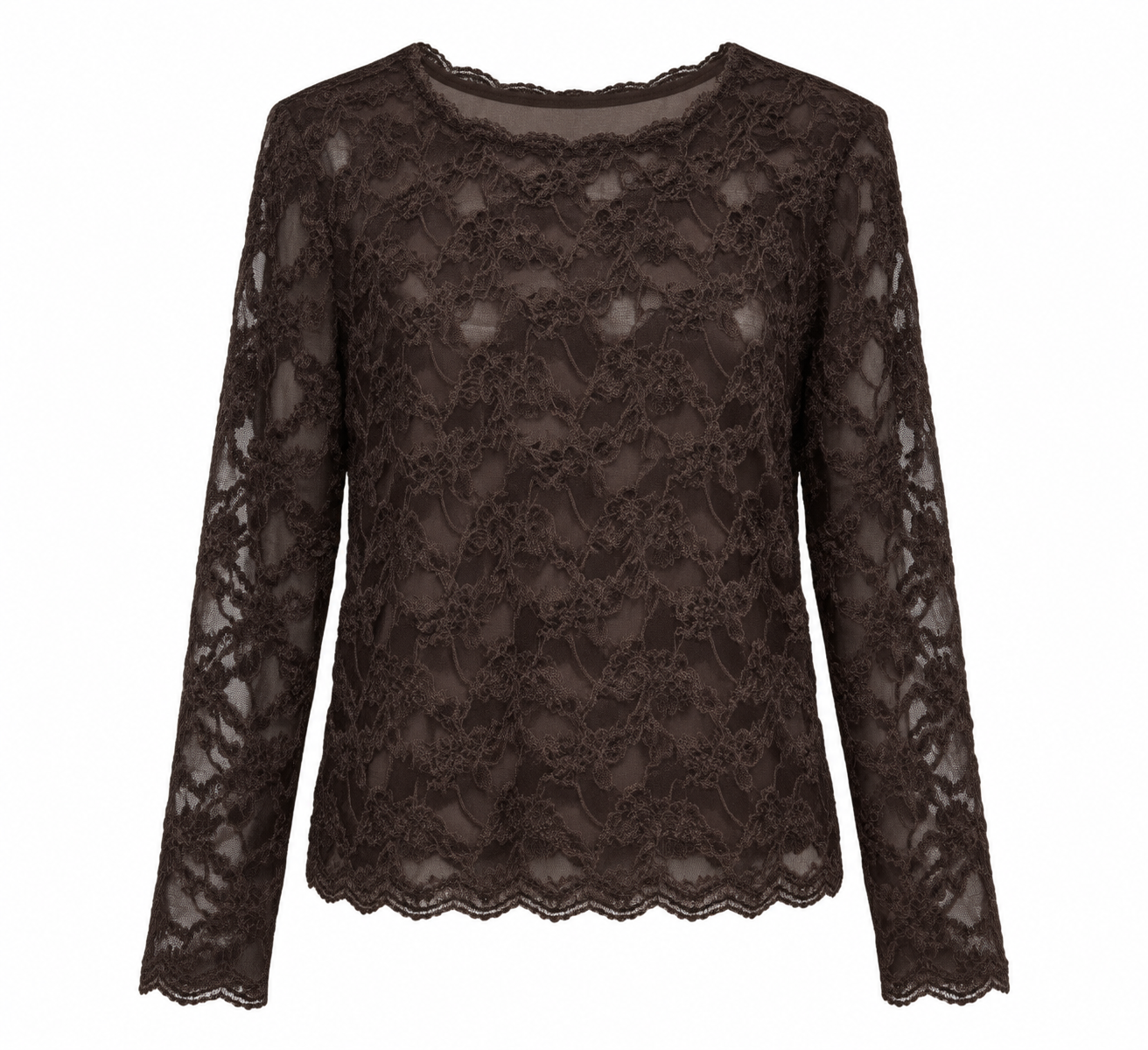 Top - Mesh Kant bruin