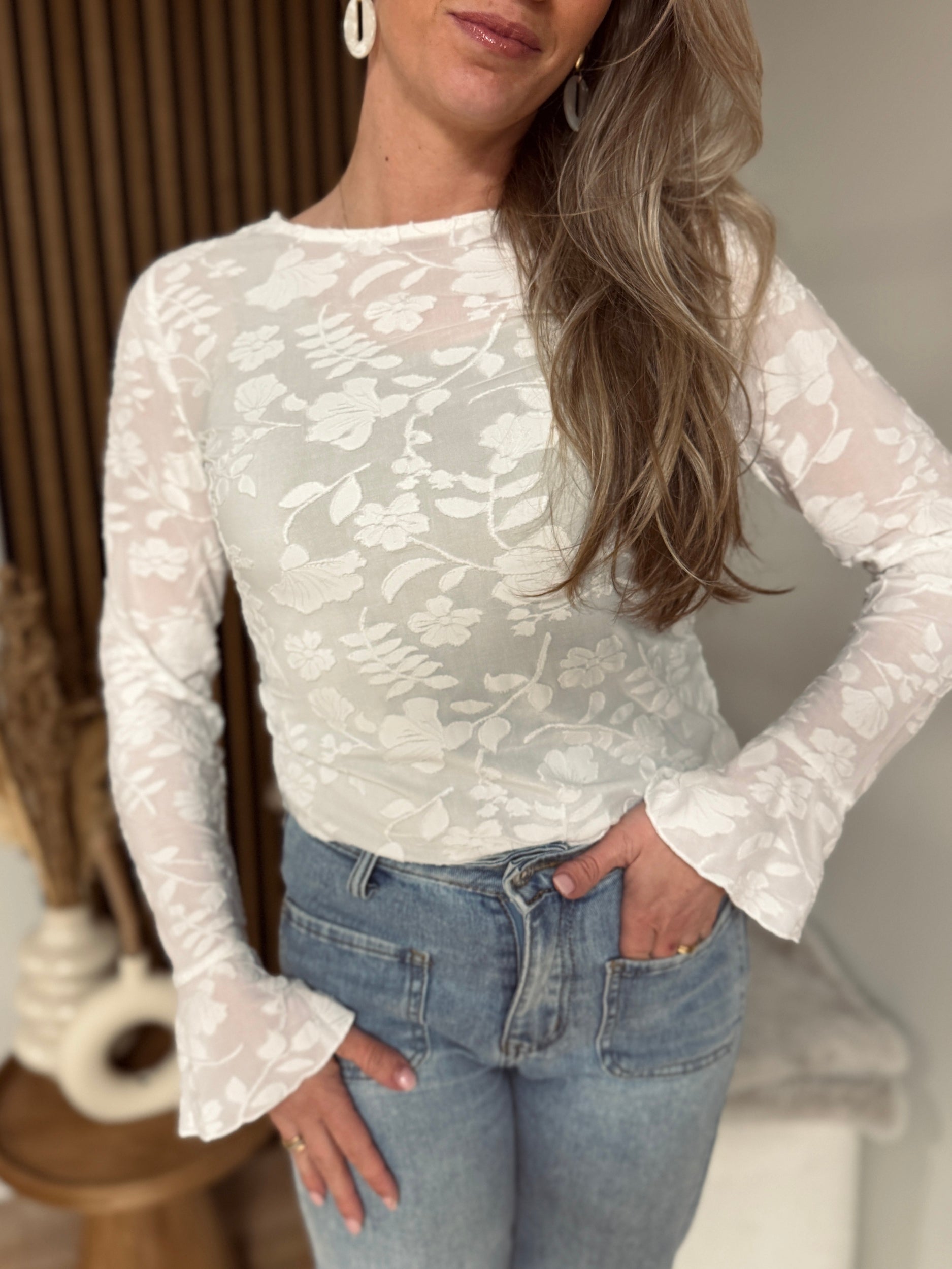 Tramontana - Flared Sleeve Ausbrenner Top