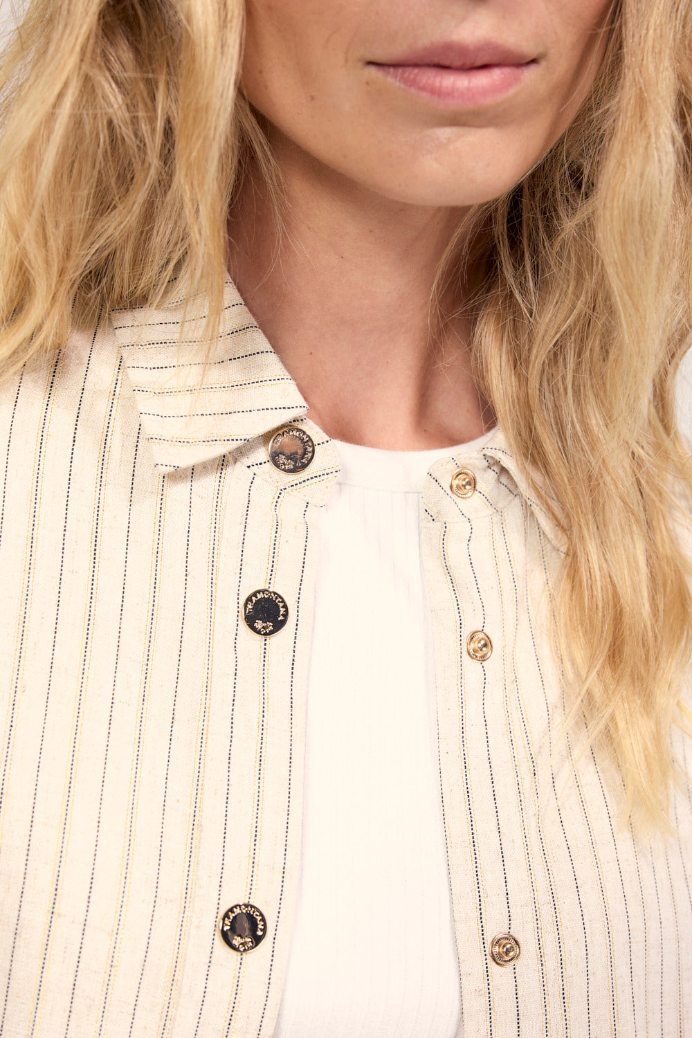 Tramontana - Lurex Striped Jacket Stone