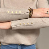 Top - Aniek Soft Beige Met Glitter & knoopjes 