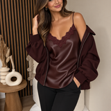 Top - Luxury PU top Kant Bordeuax