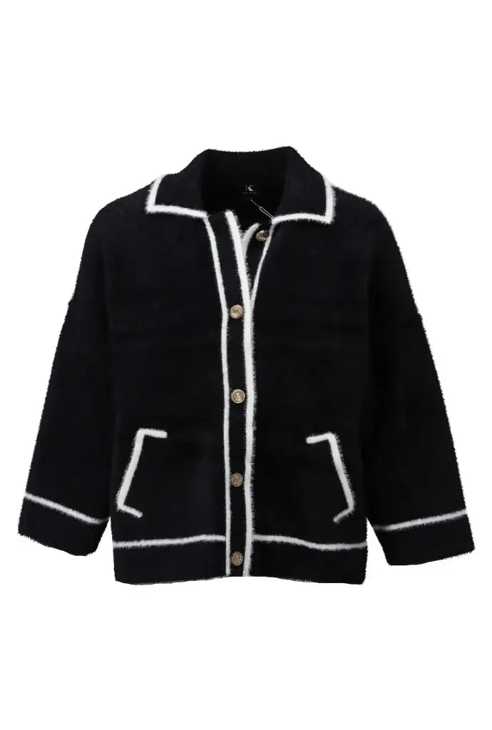 K-design - B846 Cardigan met knopen zwart