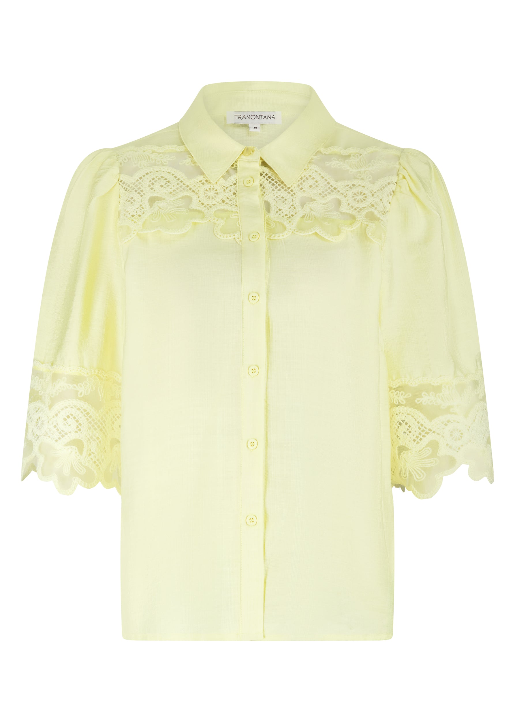 Tramontana - Blouse lace details Celery