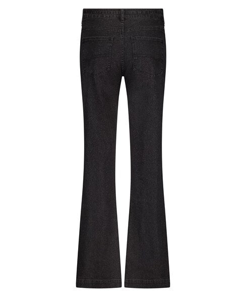 Tramontana - Lurex Wide-Leg Denim Trousers Black