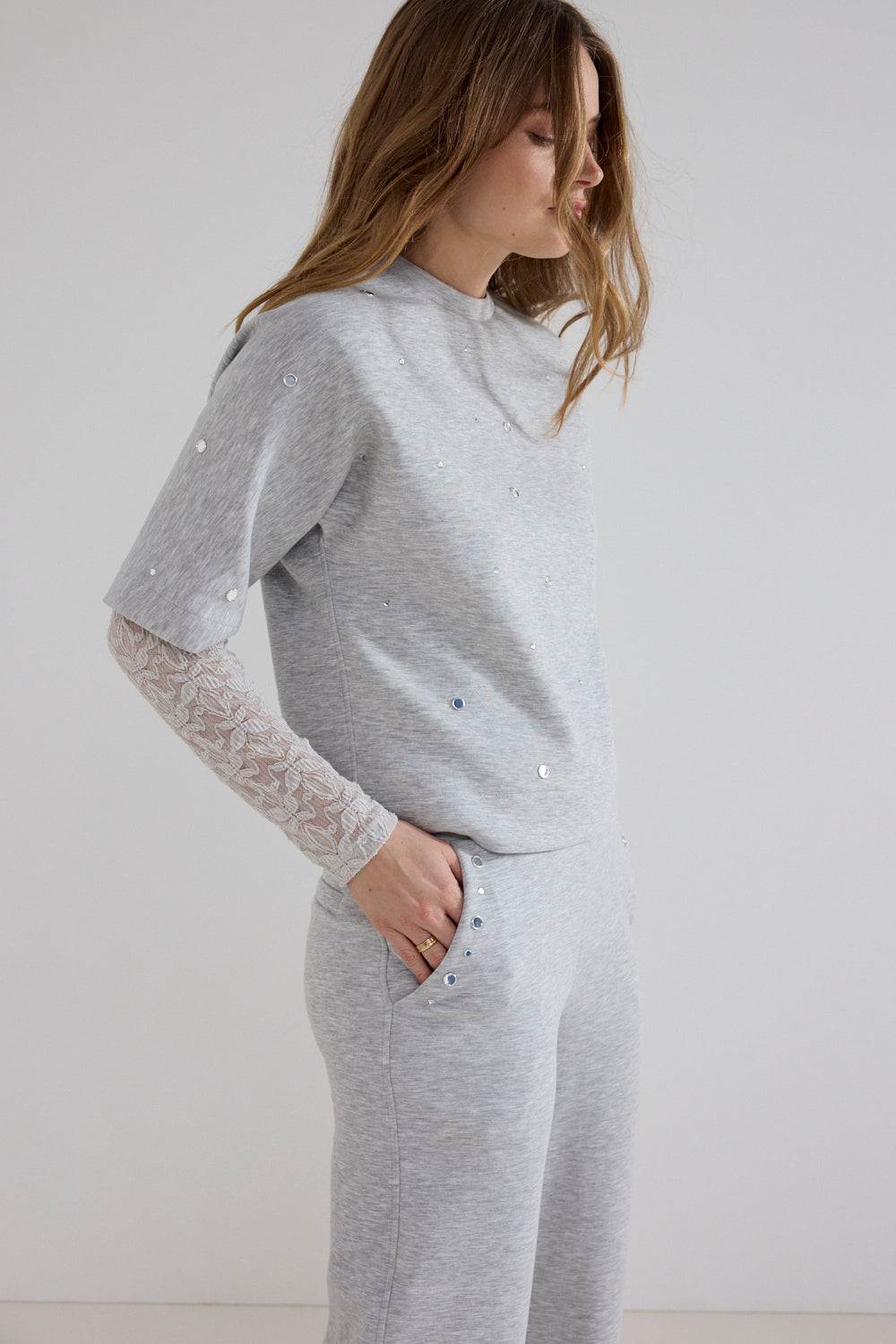 Tramontana - Stretch Lace Top Grey