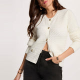 Morgan - Straight cardigan with round neck white 