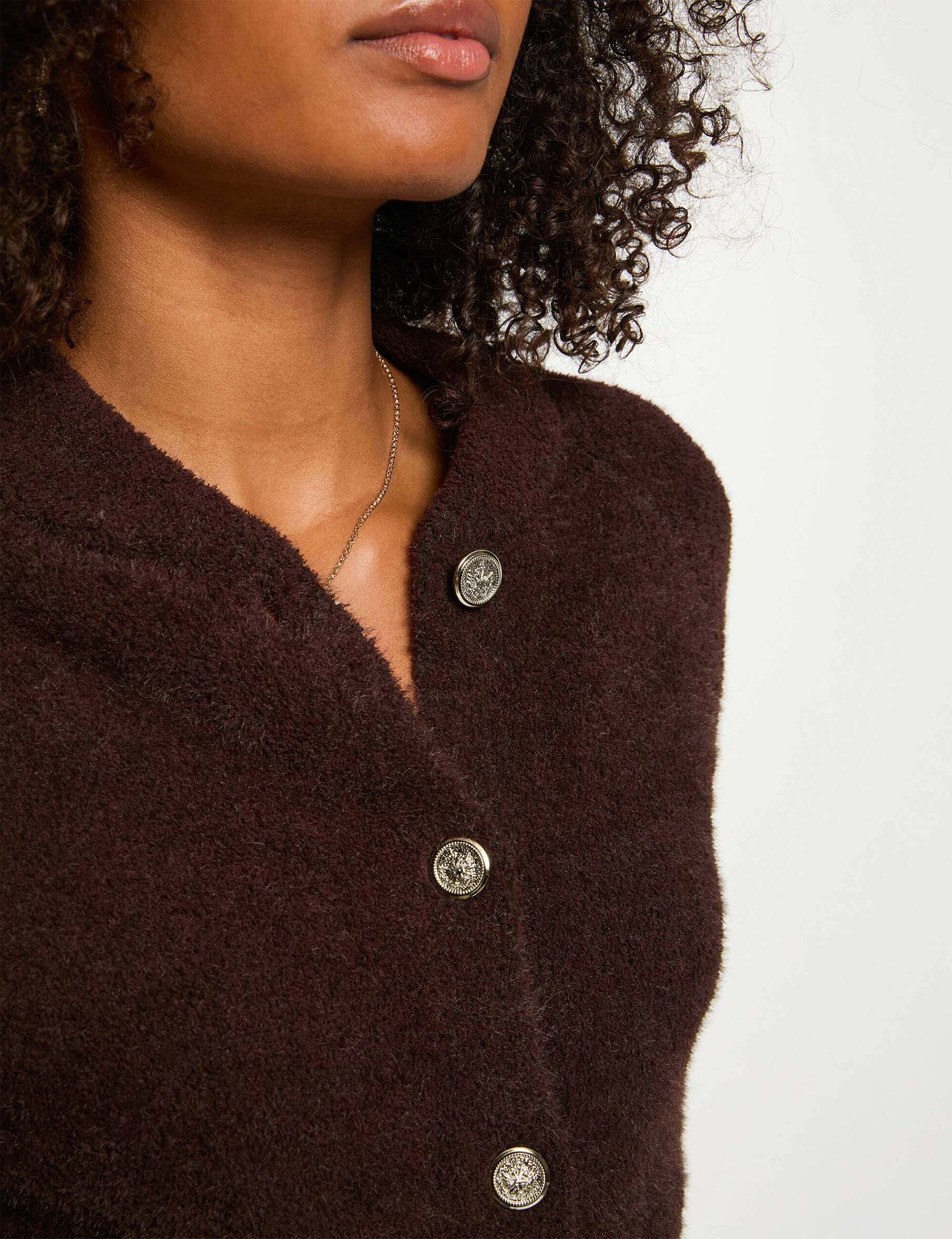 Morgan - Long sleeve cardigan dark brown