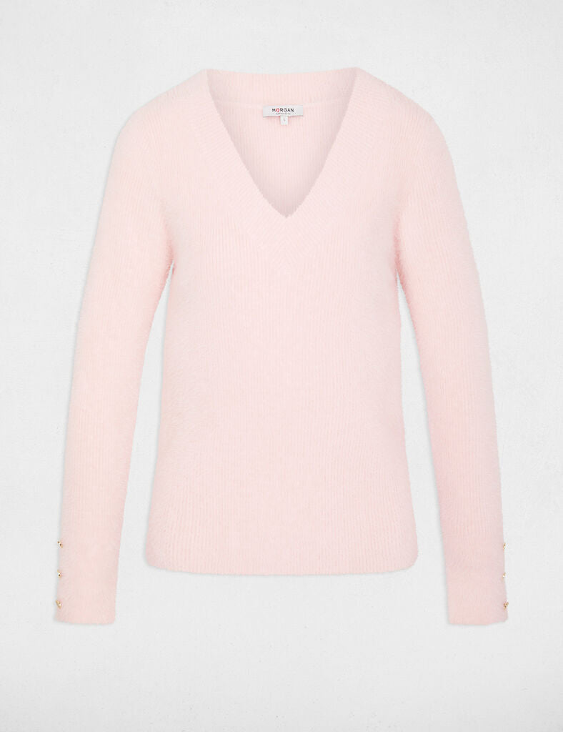 Morgan - Trui V-Hals Roze Fluffy