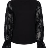 Tramontana - Fabric mix top zwart