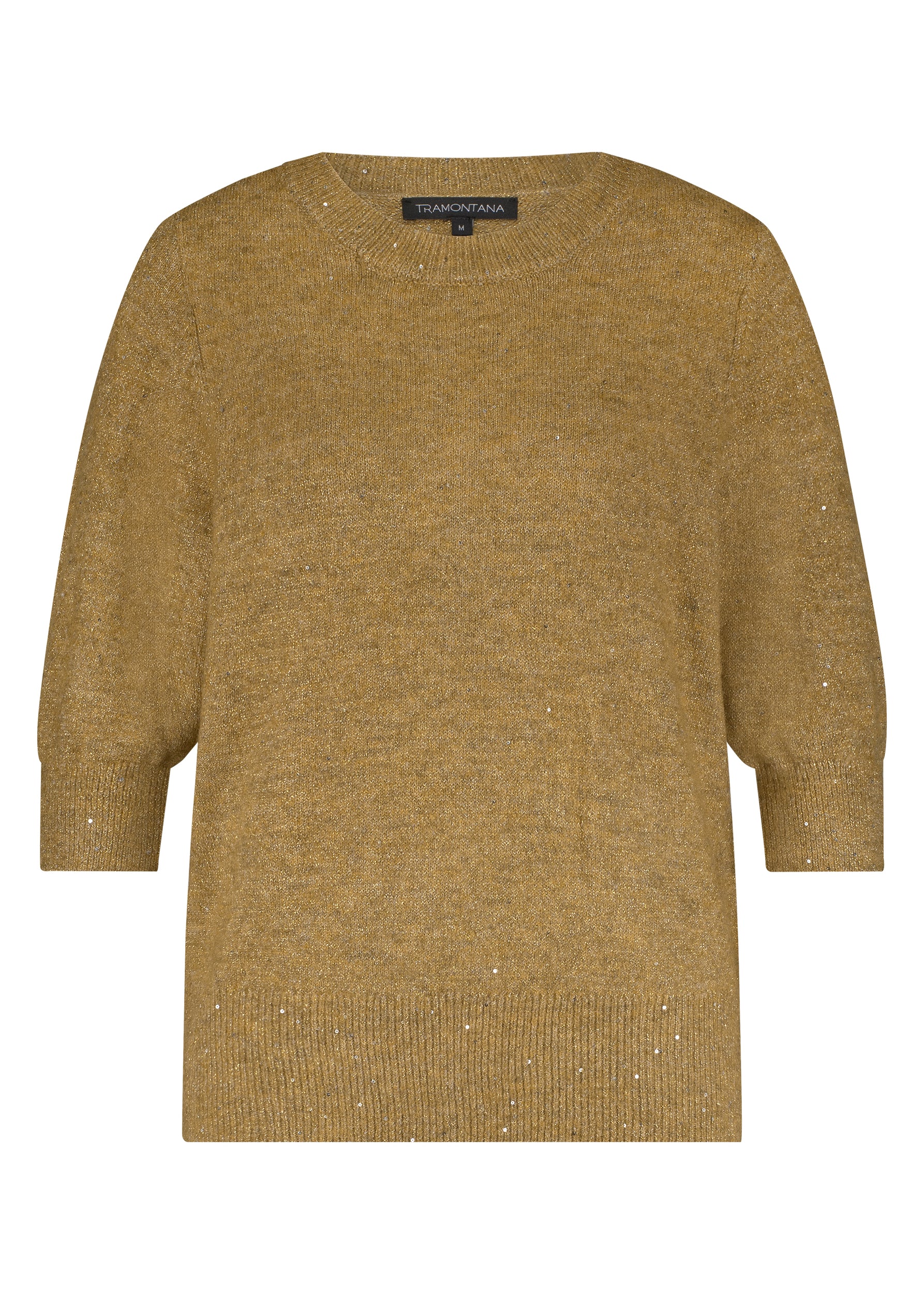 Tramontana - Short-Sleeve Sequin Jumper Camel
