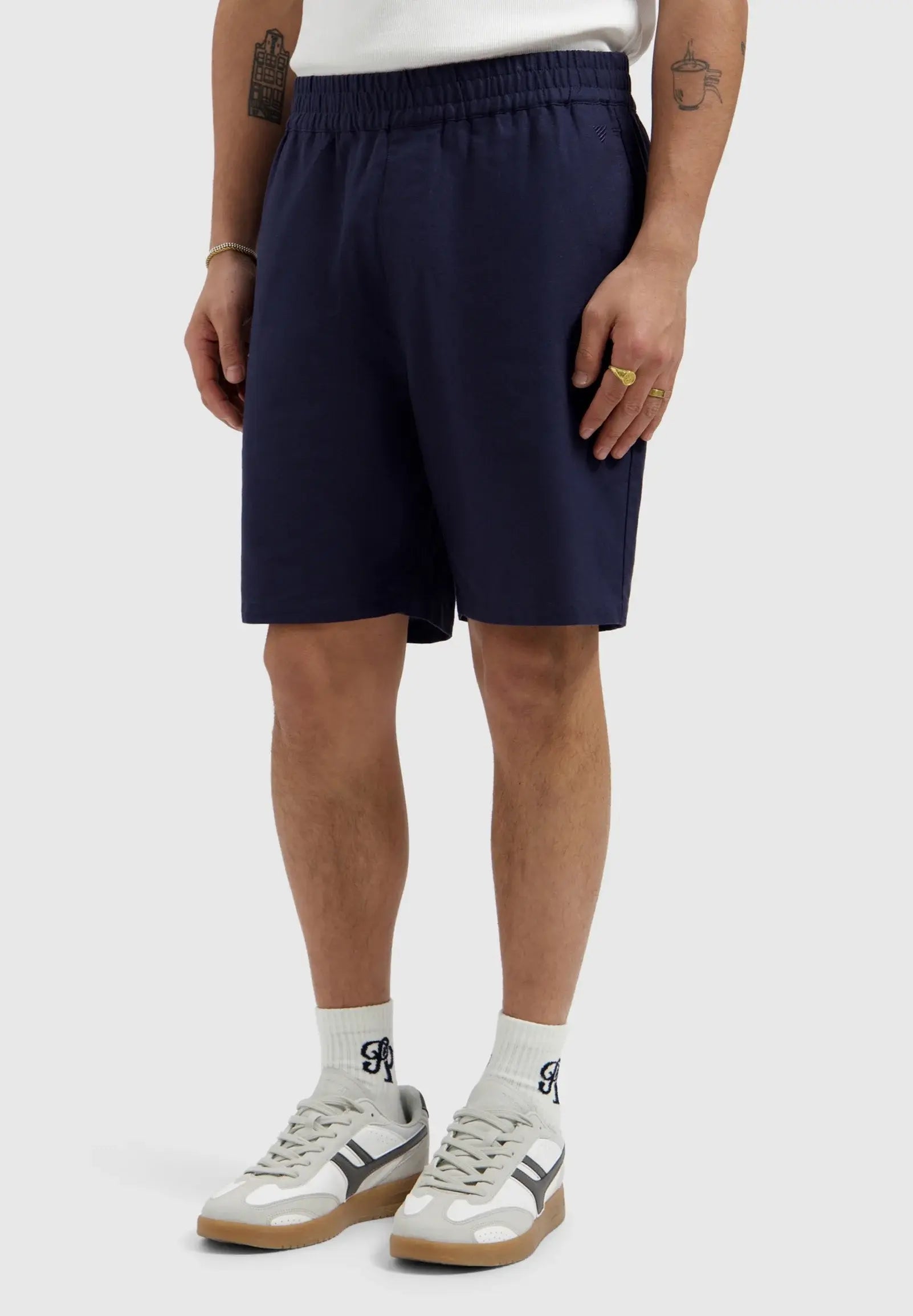 Pure Path - regular fit casual korte broek blauw 
