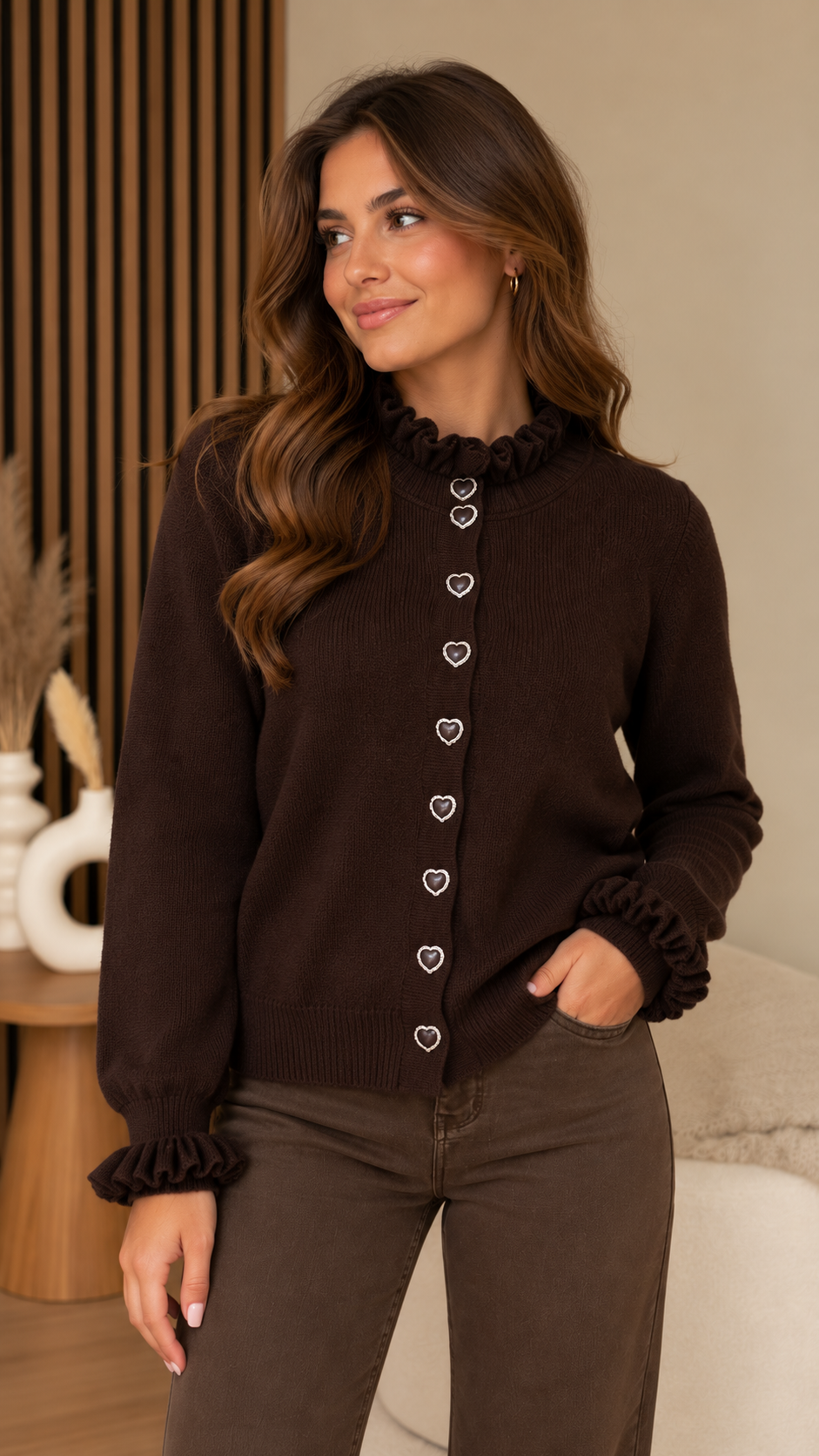 Vest - Hearts Happiness Brown