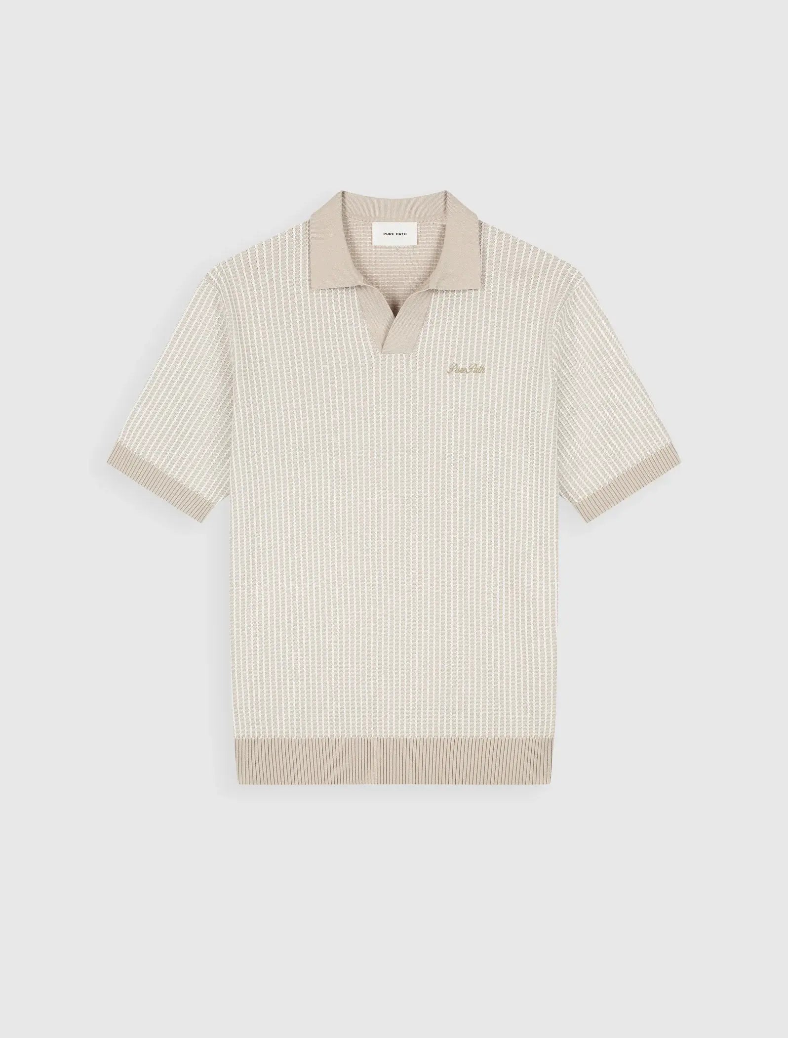 Pure Path - Ladder Stitch Knit Polo Sand