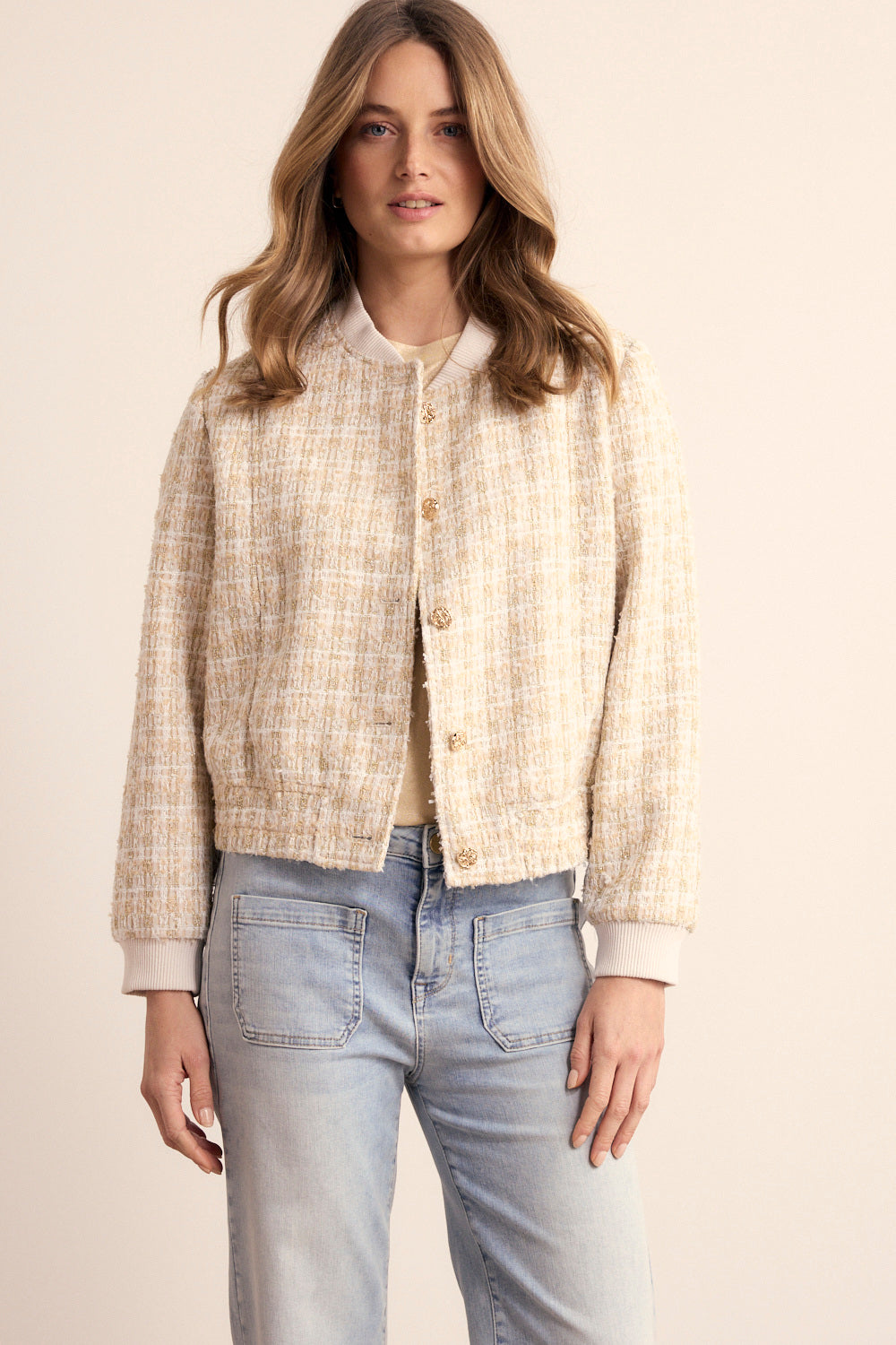 Tramontana - Tweed bomber jacket beige