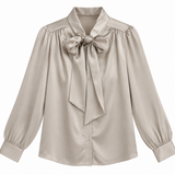Blouse - Met strik glans Beige