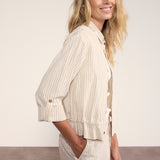 Tramontana - Lurex Striped Jacket Stone