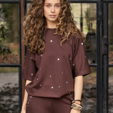 Tramontana - Short sleeve sweater chocolade bruin 