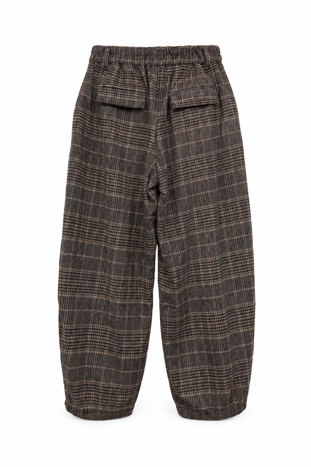 Checked relaxed barrel broek – Bruin Ruit