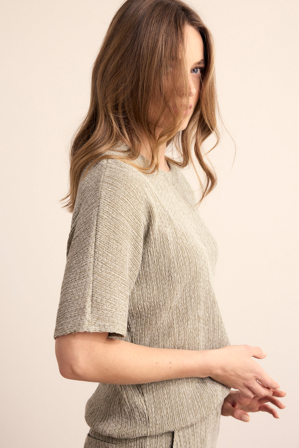 Tramontana - Top Crinkled button detail