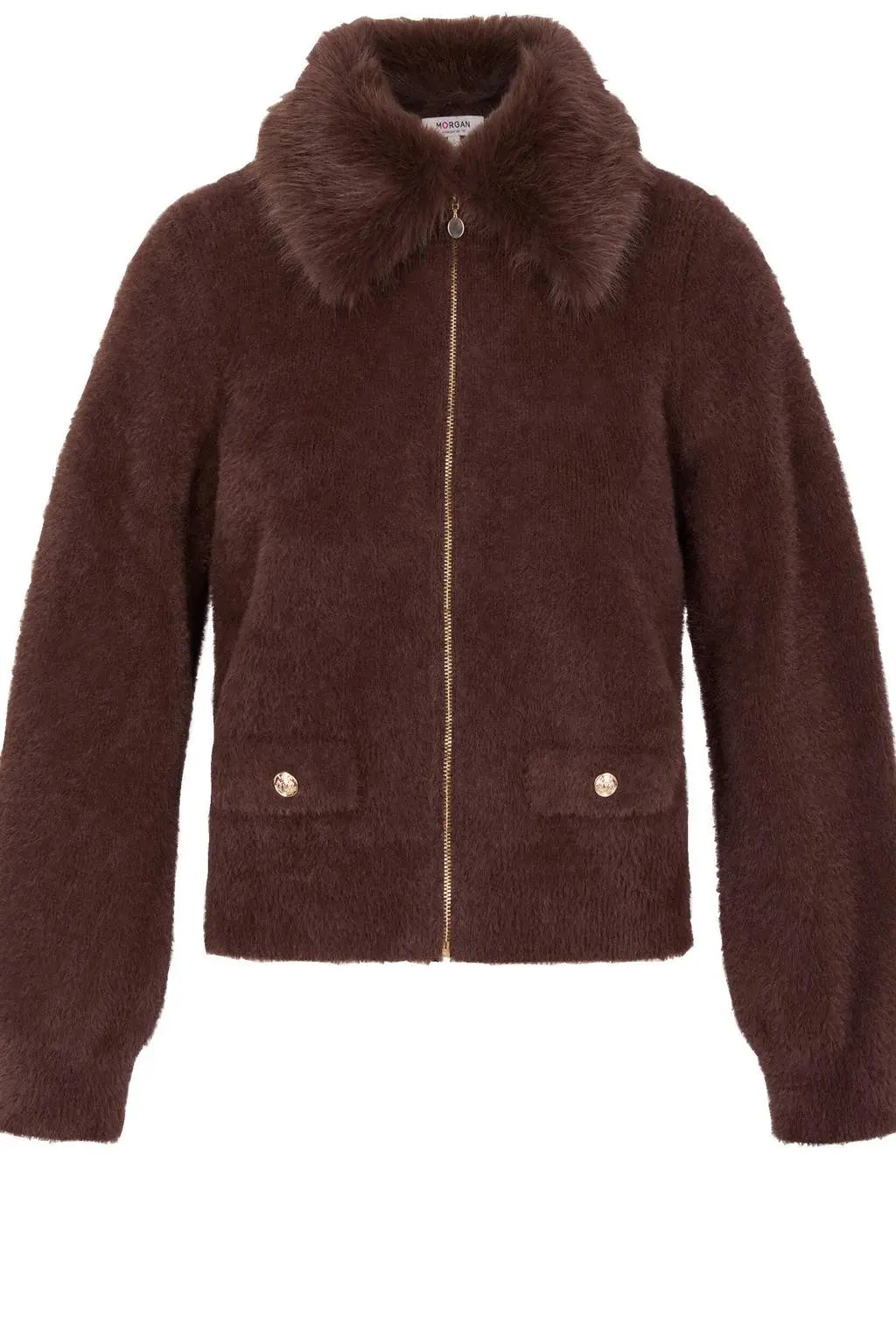 Morgan -  Vest met fluffy kraag Bruin