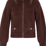 Morgan -  Vest met fluffy kraag Bruin