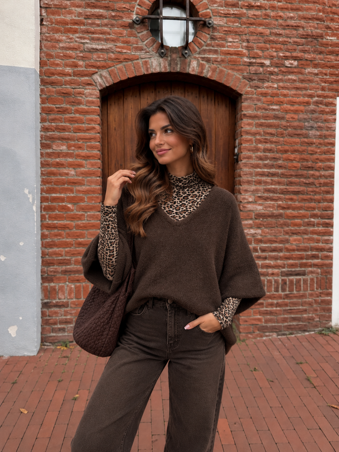 Longsleeve turtle neck - Leopard beige 