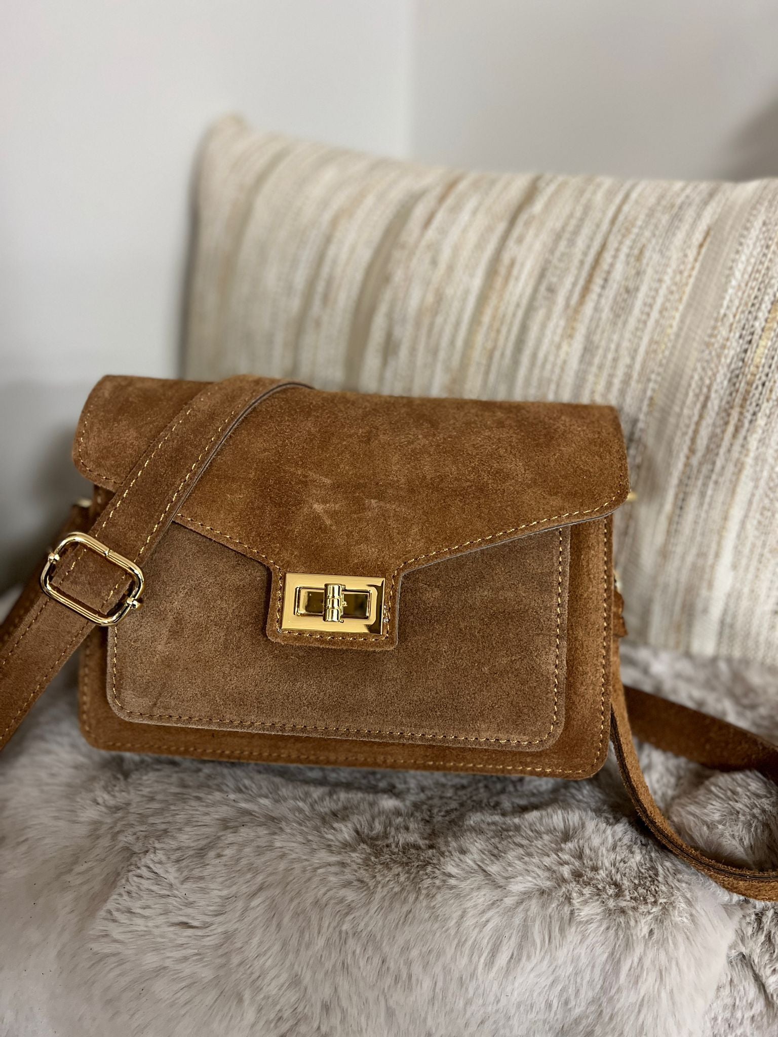 Suedine bag Miki - Camel