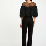 Morgan - Party top feather zwart OCKNEY