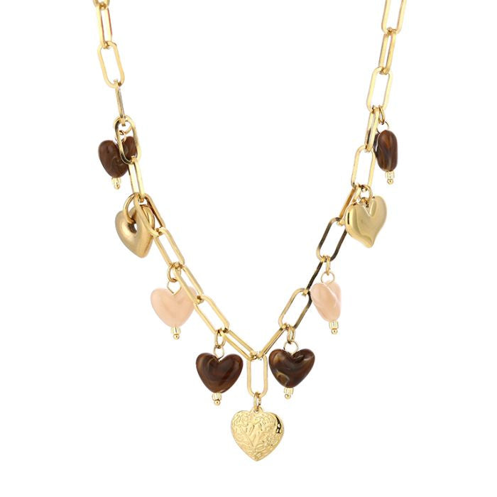 Ketting - Heart Gold/Brown