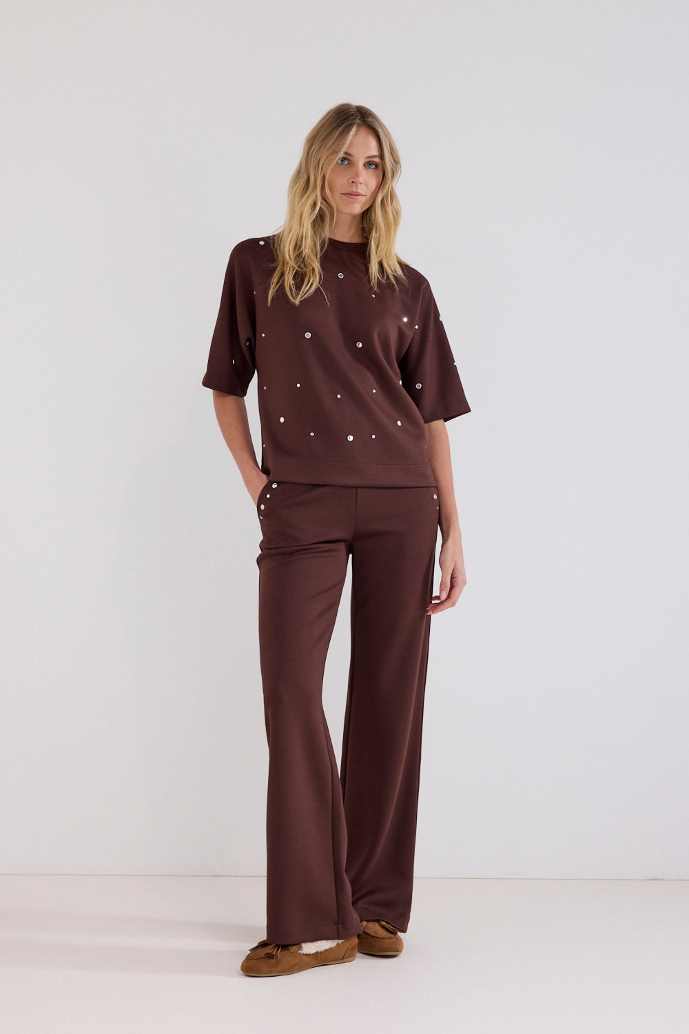 Tramontana - Short sleeve sweater chocolade bruin 