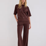 Tramontana - Short sleeve sweater chocolade bruin 