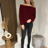 Sweater off shoulder - Bo Bordeaux
