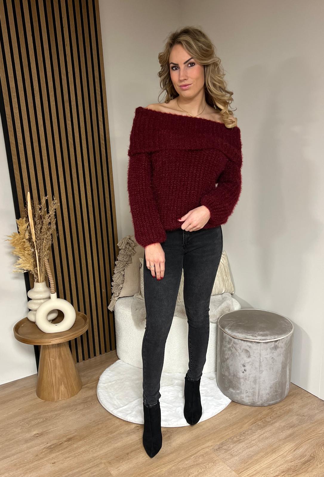 Sweater off shoulder - Bo Bordeaux