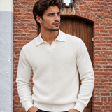 Heren - Longsleeve polo off white